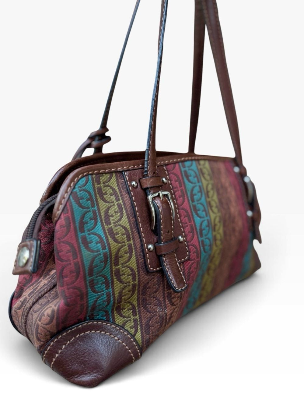 Vintage Fossil Multi-Color Signature Monogram Satchel Bag - Picture 5 of 13